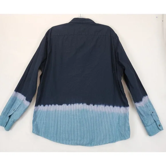 Michael Kors Button Down Shirt Stripe Ombre Men XXL Blue Long Sleeve Casual - Picture 2 of 11